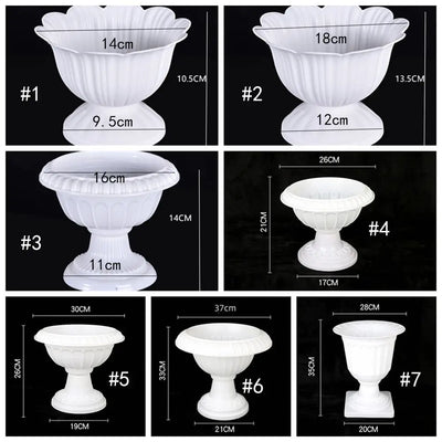Plant Holder White Roman Plant Flower Pot Plastic Romantic Flower Planter Retro Porch Planter Wedding Road