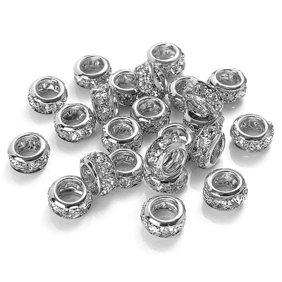10-30pcs/lot Rhinestone Spacer Beads Round Gold Silver Metal Czech Crystal Beads for Jewelry Making DIY Bracelets Accessories
