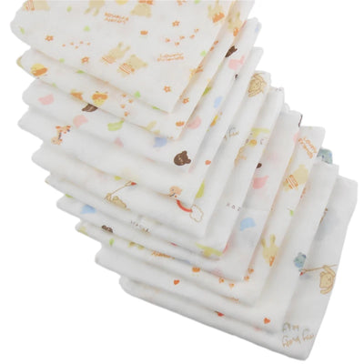 10pcs Pack 31*31cm 100% Cotton Gauze Newborn Baby Infant Cartoon Face Hand Bathing Towel Bibs Feeding Square Towels Handkerchief