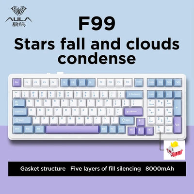 2025 Aula F99 Gaming Mechanical Keyboard Three Mode 2.4g Wireless Bluetooth Wired Hot Swap PBT Gasket RGB For PC Laptop Gamer