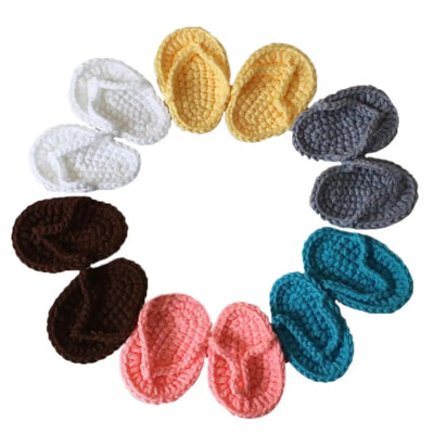 Mini Photography Prop Newborn Baby Solid Color Crochet Flip-Flops Infant Slippers Photo Props Babies Accessories Newborn Photogr