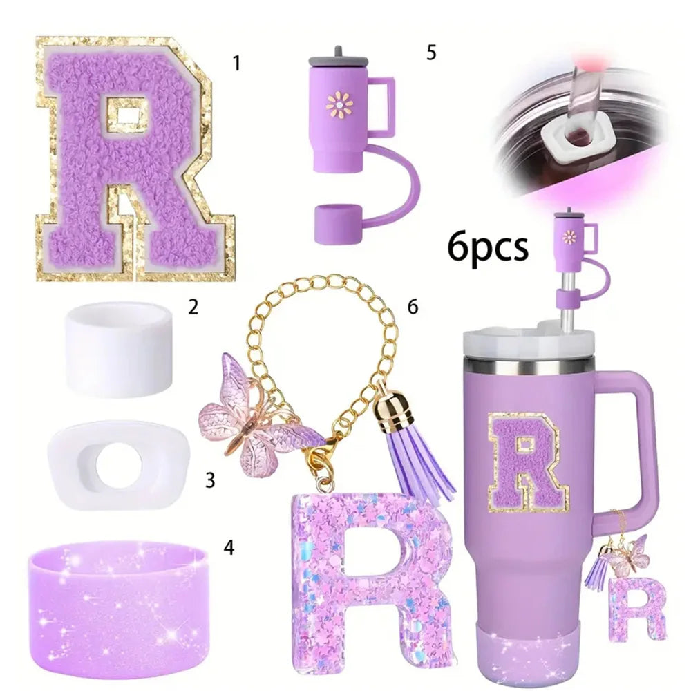 6PCS SILICONE ACCESSORY SET FOR STANLEY 40OZ TUMBLER WITH HANDLE – INCLUDES STRAW TOPPERS, BOOT COVER, AND SPILL-PROOF STOPPERS