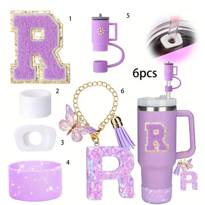 6PCS SILICONE ACCESSORY SET FOR STANLEY 40OZ TUMBLER WITH HANDLE – INCLUDES STRAW TOPPERS, BOOT COVER, AND SPILL-PROOF STOPPERS