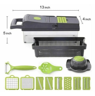 14-in-1 Fruit and Vegetable Slicer, Cutter, Dicer, and Chopper: All-in-One Kitchen Tool for Perfectly Sliced Onions and Veggies