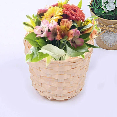 Handmade Bamboo Garden Flower Pot Straw Patchwork Wicker Rattan Seagrass Storage Nursery Pots Wicker Basket Organizer planters