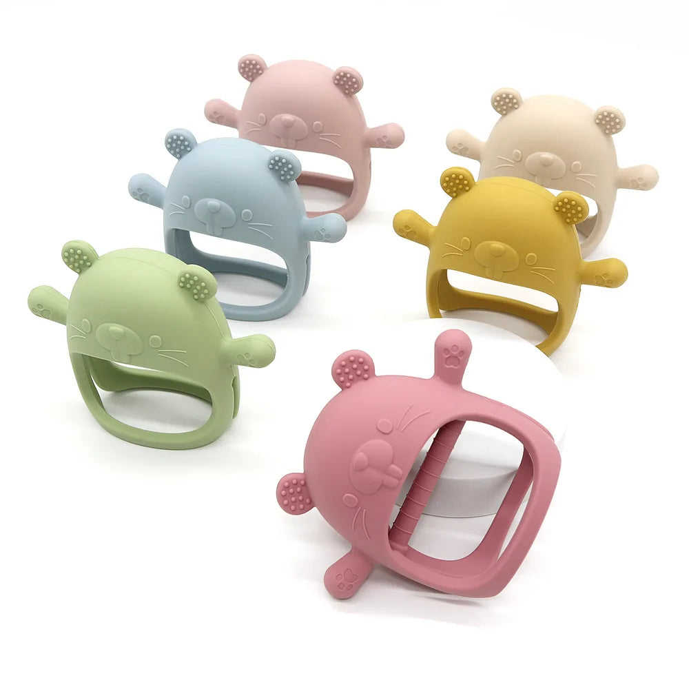 1PC BPA FREE CUTE CARTOON ANIMAL SILICONE TEETHER TOY BRACELET TEETHING GLOVE FOR BABY NEWBORN ACCESSORIES