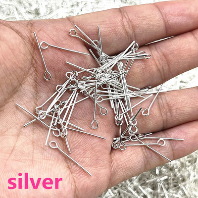 New 16 18 20 22 24 26 28 30 32mm Eye Head Pins Classic 6 Colors Plated Eye Pins for Jewelry Findings Making DIY Accessories