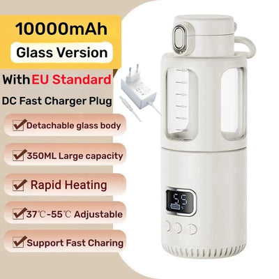 Portable Bottle Warmer For Baby Milk Travel Fast Heating &Charging 10000/18000mAh Battery Thermostat Electric Baby Bottle Heater