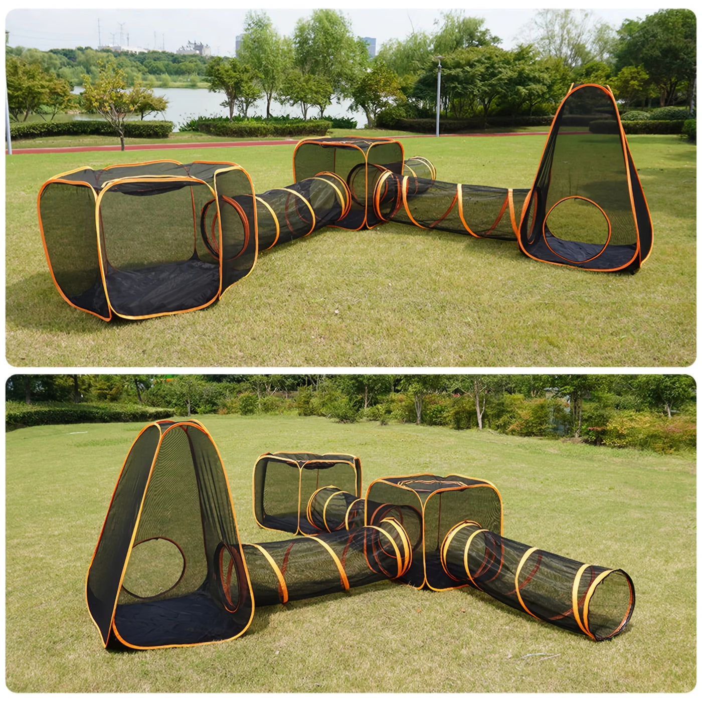 6-IN-1 PORTABLE OUTDOOR CAT ENCLOSURE TUNNEL – MESH PLAYHOUSE & PLAYPEN FOR INDOOR CATS