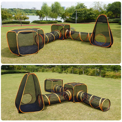 6-IN-1 PORTABLE OUTDOOR CAT ENCLOSURE TUNNEL – MESH PLAYHOUSE & PLAYPEN FOR INDOOR CATS