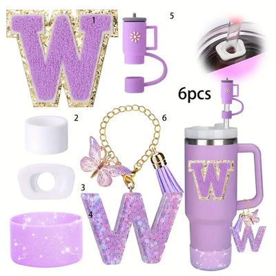 6PCS SILICONE ACCESSORY SET FOR STANLEY 40OZ TUMBLER WITH HANDLE – INCLUDES STRAW TOPPERS, BOOT COVER, AND SPILL-PROOF STOPPERS