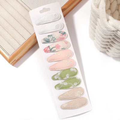 10Pcs/Lot Fresh Print Cotton Alloy Hair Clips for Kids Fabric Plaid BB Hairpins Girl Hairgripe Headwear Baby Hair Accessories