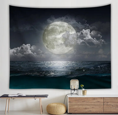 Starry sky moon night scene tapestry room art decoration background cloth home living room decoration wall hanging beach towel
