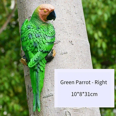 Simulation Parrot Statue Birds Wall Mounted Outdoor Garden Resin Tree Hanging Decoration Animal Sculpture Home Ornament Decor