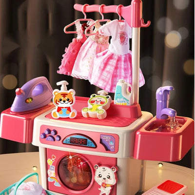 Kids Washing Machine Toy Simulation Cleaning Play House Appliances Washing Preschool Class Toy Cleaning Gifts Clothes