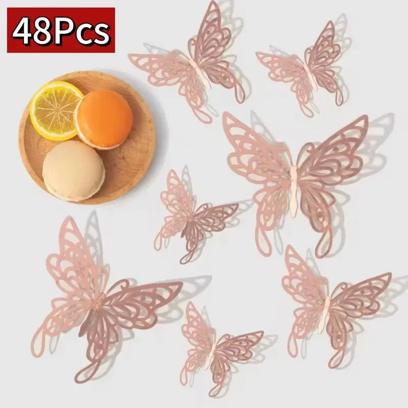 12/48Pcs Fashion 3D Butterfly Creative DIY  Wall Sticker Modern Wall Art Home Bedroom Room Decorative Butterflies  DIY Gift