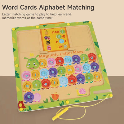 Montessori Children Toys 2-in-1 Magnetic Number Letter Pairing Maze Learning Education Toys Kids Wooden Drawing Board Toys Gifts