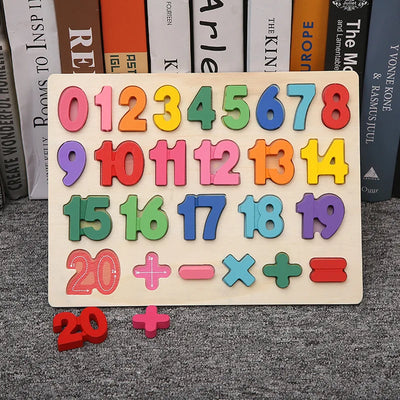 Wooden Puzzle Montessori Toys for Baby 1 2 3 Years Old Kids Alphabet Number Shape Matching Games Children Early Educational Toys