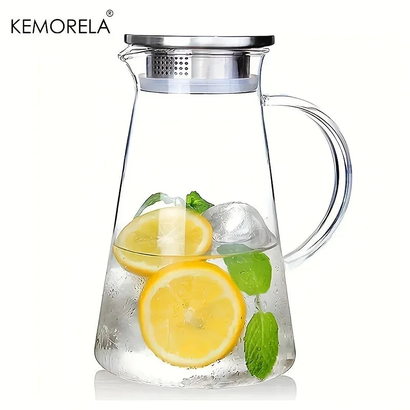 1/2Pcs Water Jug Transparent Heat-Resistant Glass Cold Water Kettle And Cups Water Pot With Handle Large Capacity Household Jug