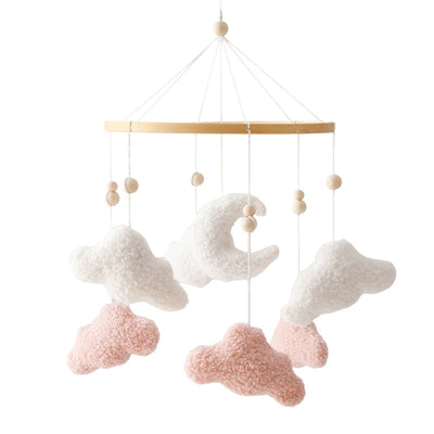 BABY CRIB MOBILE RATTLE TOY – SOFT FELT TEDDY VELVET PINK BEAR HANGING TOY WITH HOLDER FOR INFANTS (0-12 MONTHS)y Holder Bracket Crib Girl Toy