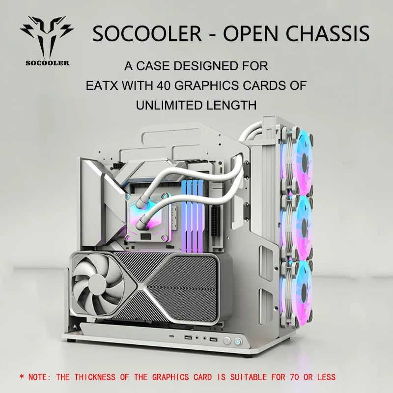 Socooler Diy Gaming Computer EATX Computer Case Pc Case Open Frame  Gaming Computer Case for ATX M-ATX  Case Aviation Aluminum