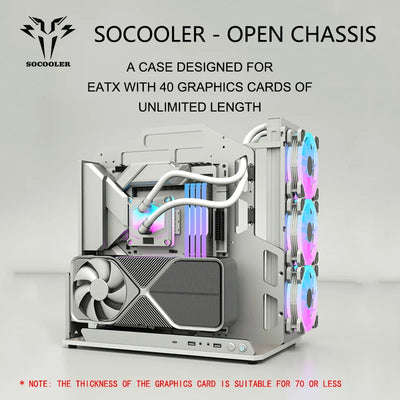 Socooler Diy Gaming Computer EATX Computer Case Pc Case Open Frame  Gaming Computer Case for ATX M-ATX  Case Aviation Aluminum