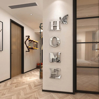 New Butterfly Home English Letter Wall Stickers  Mirrors Acrylic Self Adhesive Detachable Wall Stickers Modern Home Decoration