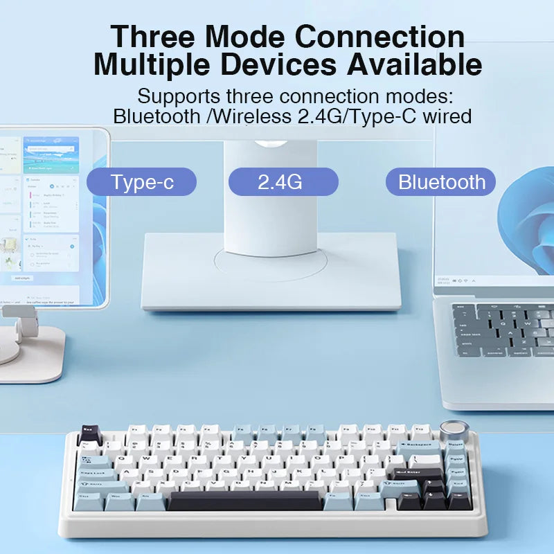 2025 AULA F75 2.4G Wireless/Bluetooth/Wired Gaming Mechanical Keyboard RGB Customized 75% Layout OEM Profile Gasket Structure