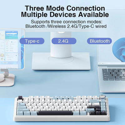 2025 AULA F75 2.4G Wireless/Bluetooth/Wired Gaming Mechanical Keyboard RGB Customized 75% Layout OEM Profile Gasket Structure