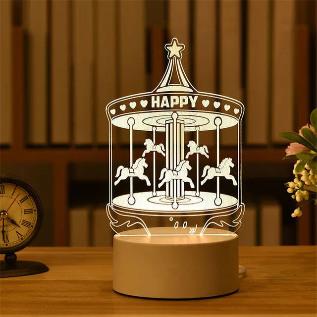 3D Lamp Acrylic USB LED Night Lights Neon Sign Lamp Xmas Christmas Decorations for Home Bedroom Birthday Decor Wedding Gifts