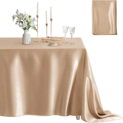 Rectangle Satin Tablecloth Wedding Table Cloth White Black for party Birthday Events Banquet Decor Home Dinner Tablecloths