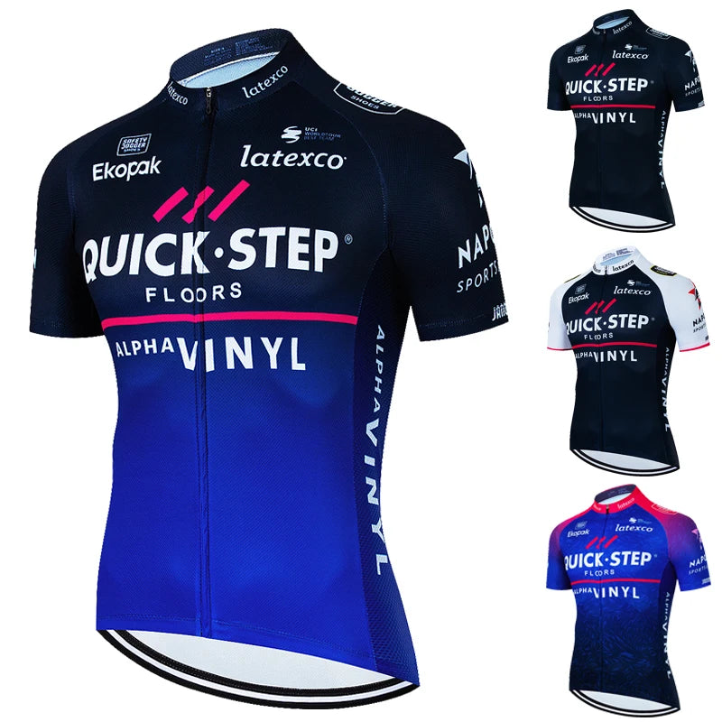 QUICK STEP 2025 SUMMER CYCLING JERSEY – SHORT SLEEVE, BREATHABLE, QUICK-DRY RACING BIKE SHIRT FOR MEN