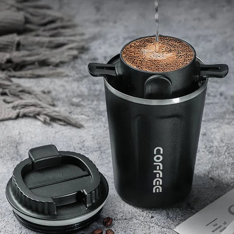 Coffee Filter Set Stainless Steel Drip Coffee Holder Funnel Portable Reusable Tea Infuser Stand Paperless Pour Coffee Dripper