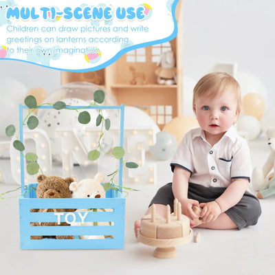 Wood Baby Shower Crate Closet Large Capacity Easy to Install Shower Party Basket with Handle Smooth Baby Clothes Rack for Babies