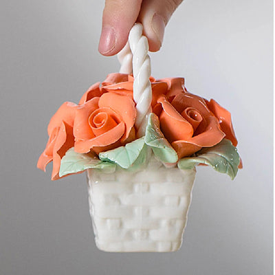 Ceramic Simulation Flower Basket Ornaments Handmade Mini Flower Basket Creative Coffee Table Living Room Table Decorations