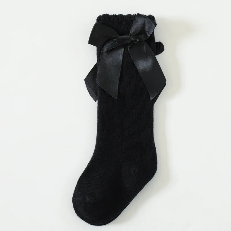Baby Toddlers Socks Spring Summer Autumn Children Girls Knee High Long Sock Cotton Big Bow Spanish Style Kids Floor Socks