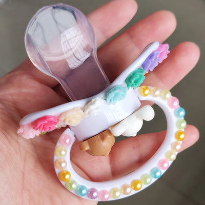 Luxury Adult Baby Pacifier Rabbit Design Pacifier Adult Baby Teether Silicone Pacifier Holder Dummy DDLG Daddy, Girl