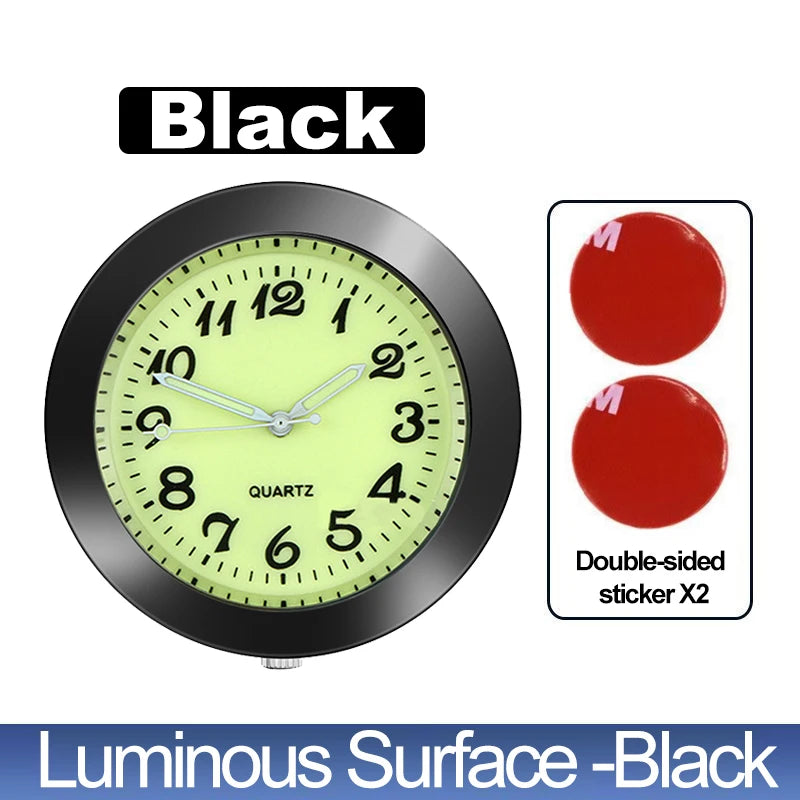 LUMINOUS MINI QUARTZ CAR CLOCK – STICK-ON DIGITAL WATCH ORNAMENT FOR AUTO INTERIOR