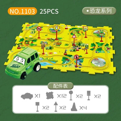 Kids puzzle rail car DIY assembly electric trolley automatic rail city scene building puzzle toys