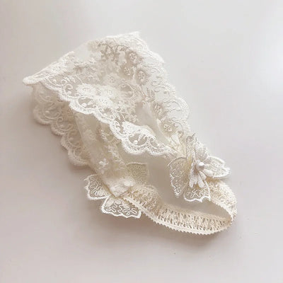 Lace Baby Headband Princess Girls Elastic Hair Bands Retro White Flower Bow Kids Turban Hair Accessories