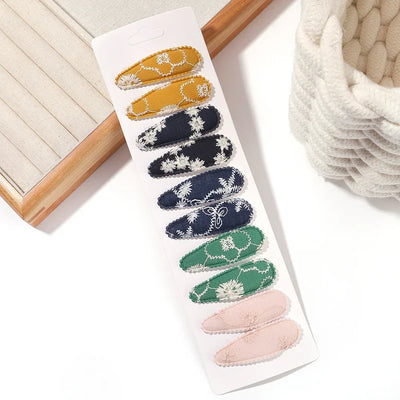 10Pcs/Lot Fresh Print Cotton Alloy Hair Clips for Kids Fabric Plaid BB Hairpins Girl Hairgripe Headwear Baby Hair Accessories