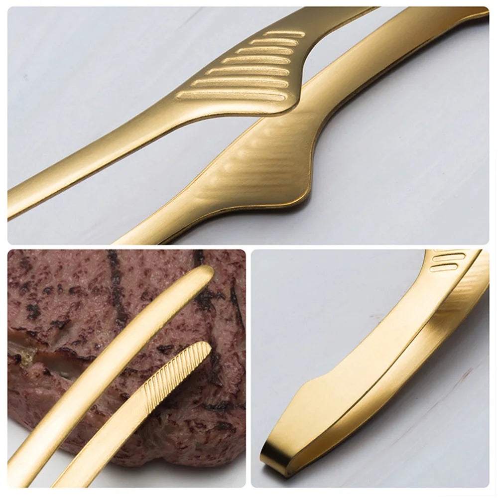 Stainless Steel BBQ Tongs Food Clip Outdoor Grilling Clamp Kitchen Baking Bread Tweezer Barbecue Cooking Tool for Picnic Camping