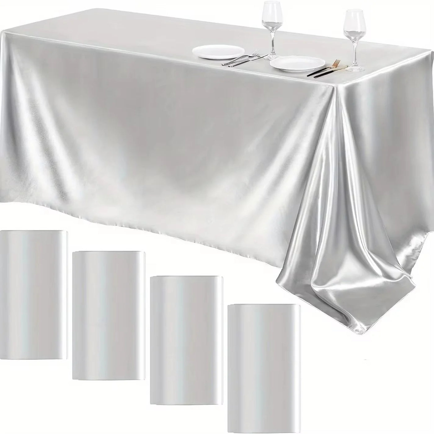 Wedding tablecloth white For Christmas Baby birthday party Events Banquet decoration Family table Rectangular satin tablecloths