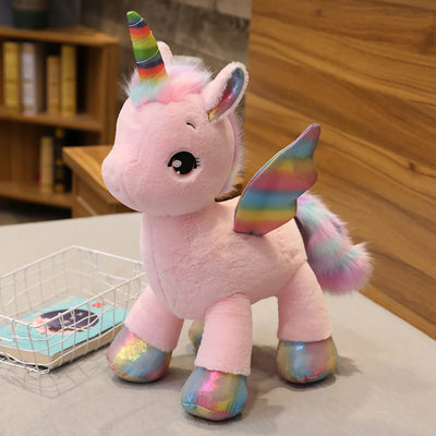 Huggable Soft Cute Unicorn Dream Rainbow Plush Toy High Quality Pink Horse Sweet Girl Home Decor Sleeping Pillow Gift For Kids