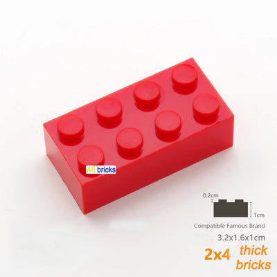 80pcs Bulk Building Blocks Thick Figures Bricks 2x4 Dots Educational Creative Size Compatible With 3001 Plastic Toy for Children