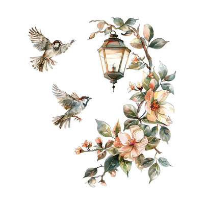 Painted Flower Stickers Bird Bedroom Living Room Decorative Wall Sticker Self-adhesive Room Decoration Room Decor wallpapers