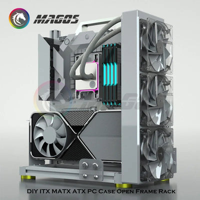 MOD Gamer Cabinet,DIY ITX MATX ATX PC Case Open Frame Rack,Water Cooler Desktop Computer Gaming Chassis Vertical Personality