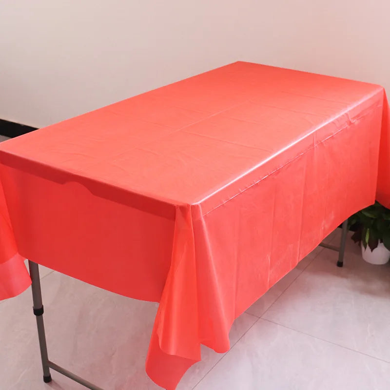 Plastic Disposable Solid Color Tablecloth Birthday Party Wedding Christmas Table Cover Wipe Desk Cloth Decor  Covers Rectangle