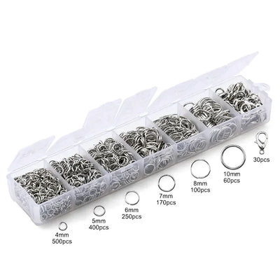 Zinc Alloy Open Jump Rings Lobster Clasps for DIY Bracelet Necklace Chain Accessories Making Supplies Jewelry Findings Kits
