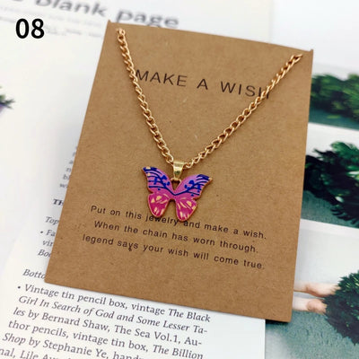 Fashion Butterfly Pendant Necklaces for Women Sweet Simple Multicolor Insect Clavicle Chain Necklace Party Jewelry Accessories